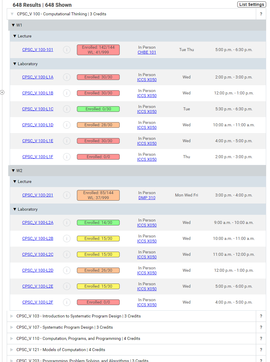 Custom Workday Courselist