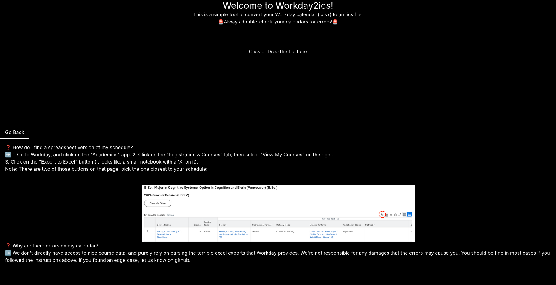 Import your schedule to your calendar